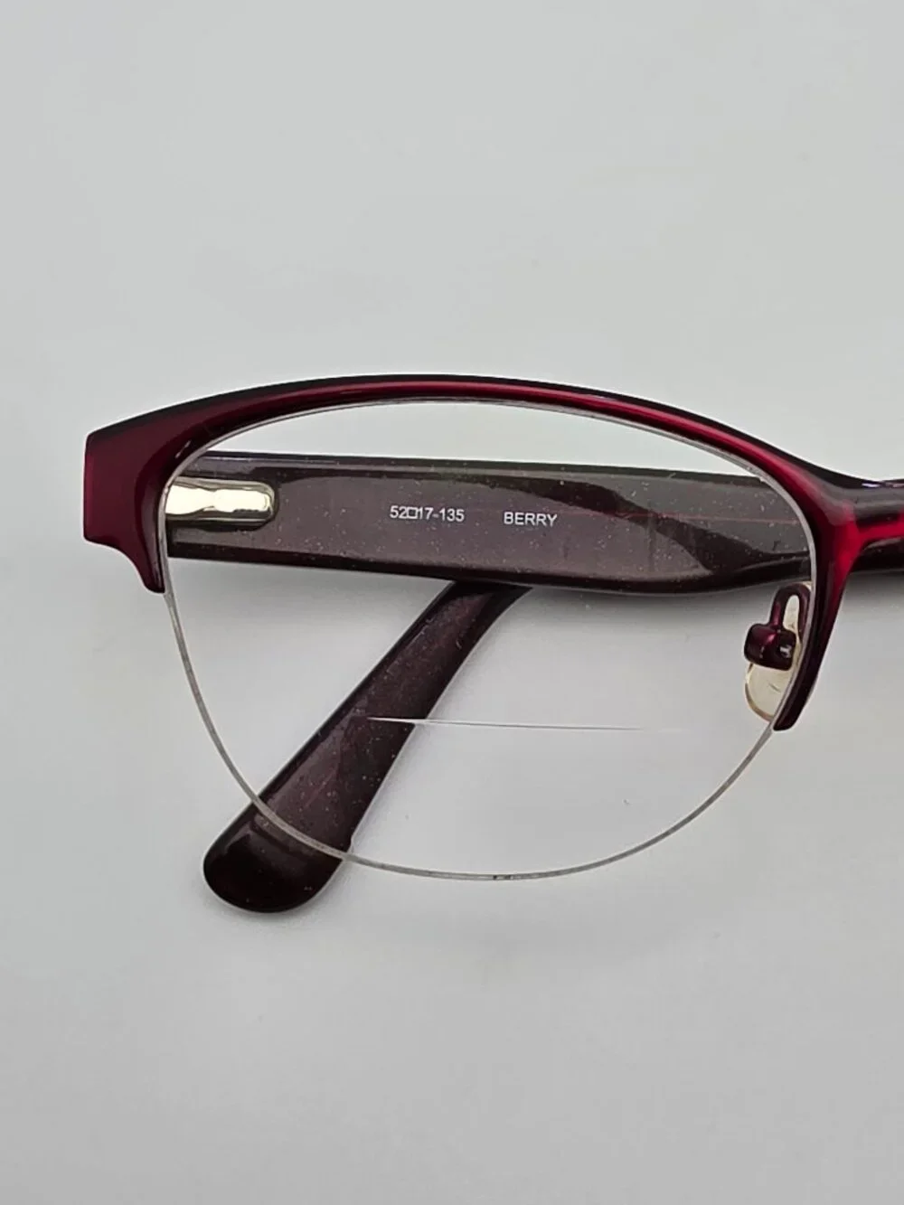 Wittnauer Swanky Berry Red Semi Rimless Cat Eye Eyeglasses Frame w/ Case 52mm